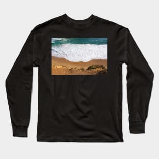 White water rolls in over orange sand at Port Campbell, Australia. Long Sleeve T-Shirt